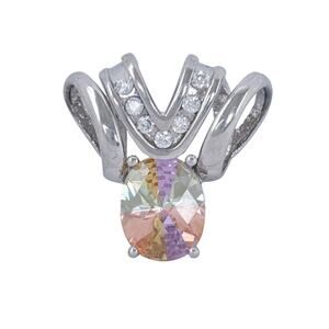 Vintage Sterling Silver 925 Multicolor Cubic Zirconia Pendant